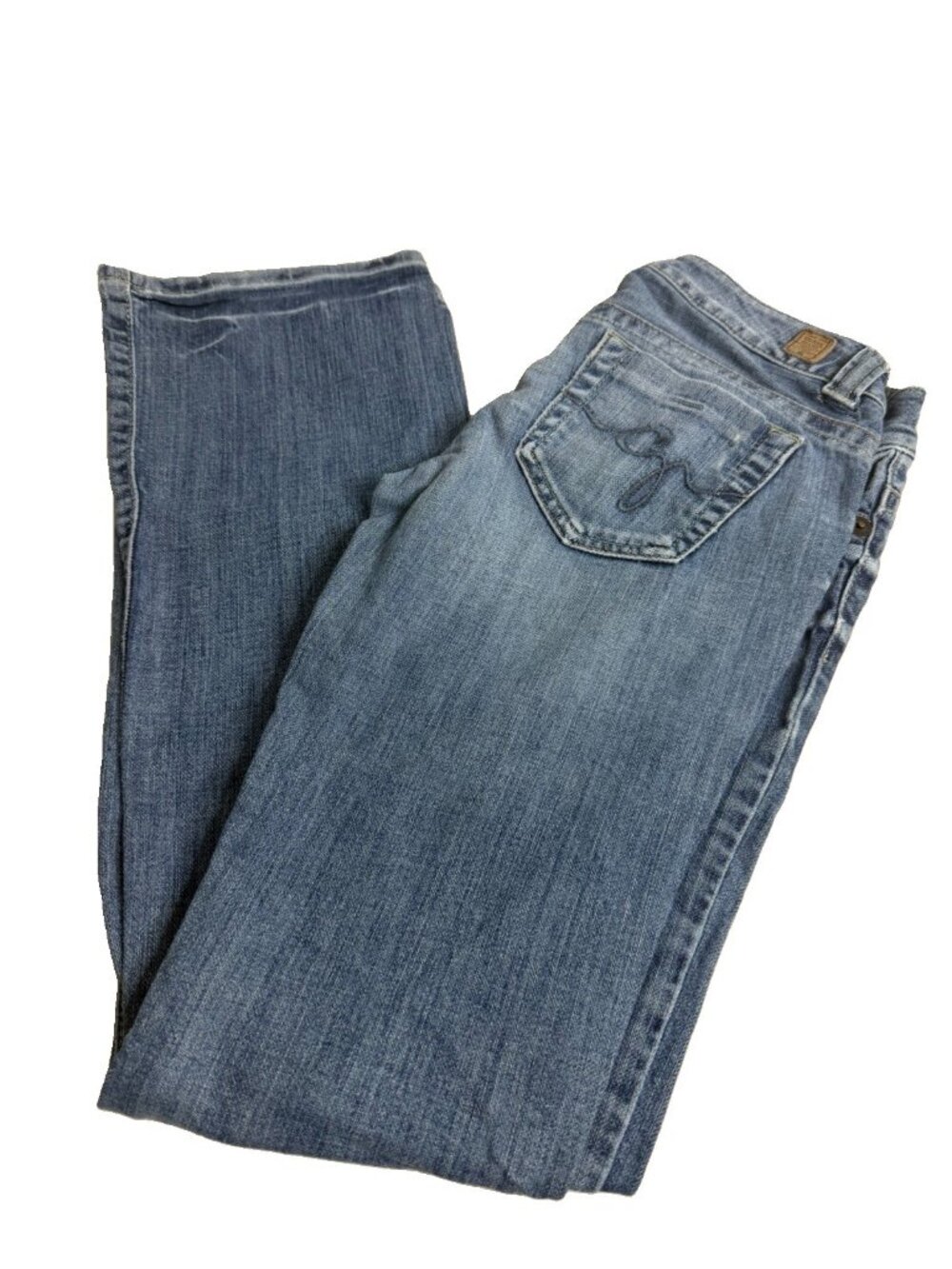 VTG Guess Sz 26 (30"L) Daredevil Bootcut Jeans Low Rise Faded Distress Blue Y2K
